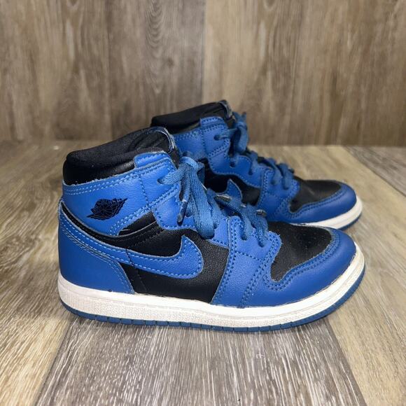 Nike Air Jordan 1 Retro High OG TD Blue Black AQ2665-404 Toddler Youth Size 10C - Picture 1 of 10